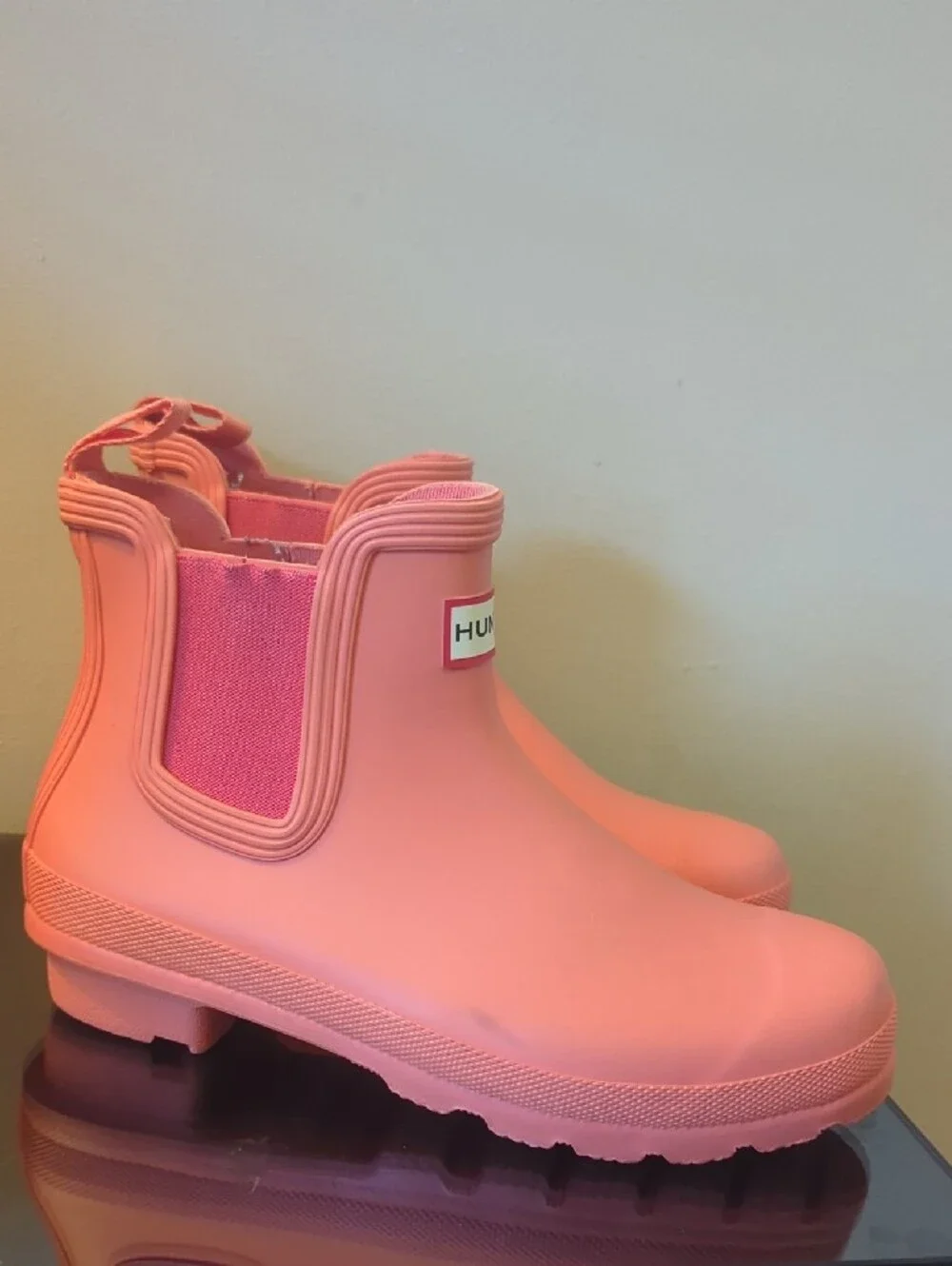 Hunter Coral Pink Chelsea Rain Boots